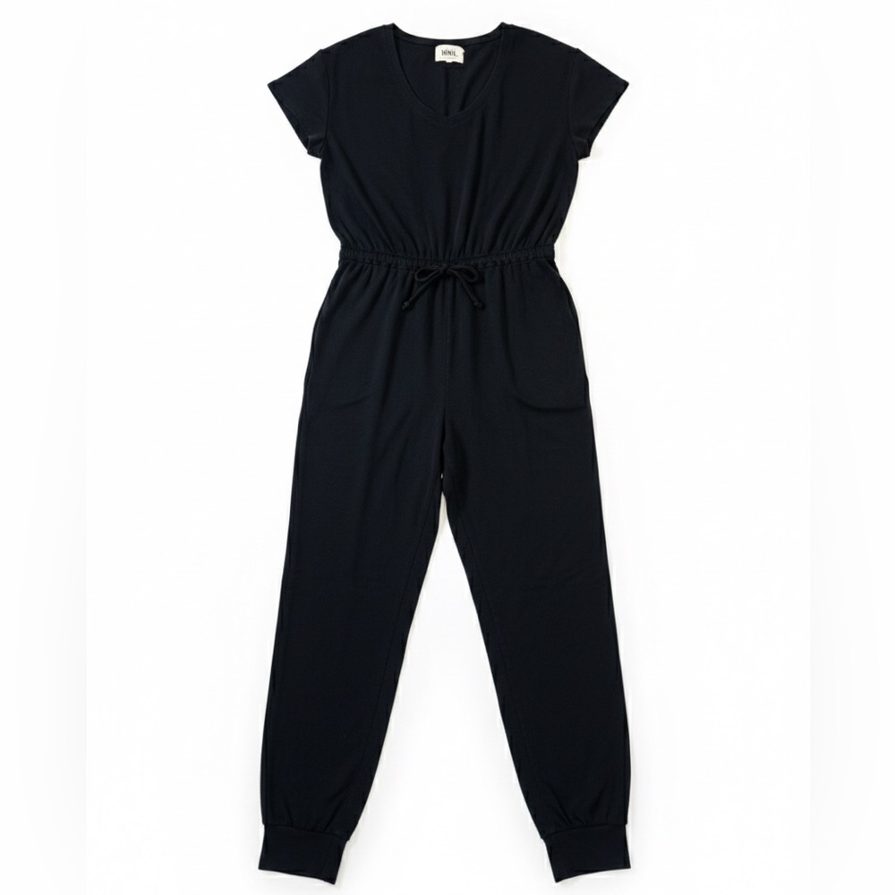 Madewell MWL Breeze Black Short Sleeve Drawstring Jumpsuit Sz medium